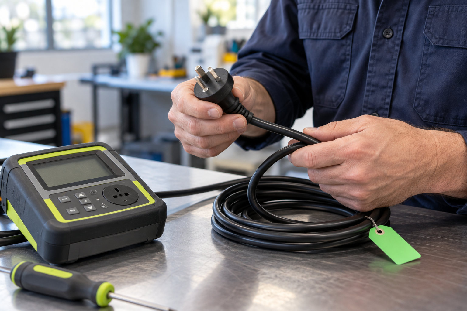 Illustrative electrical plug and appliance inspection